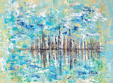 Painting titled "Skyline at Daybreak" by Elisa Cook, Original Artwork, Acrylic