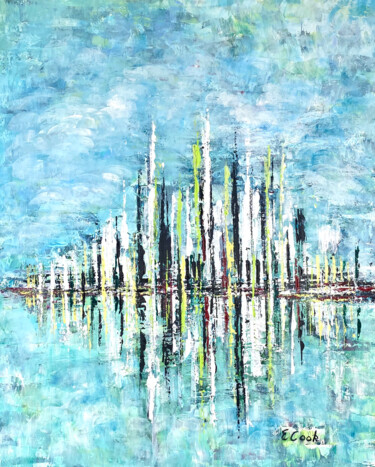 Pittura intitolato "Lime Skyline" da Elisa Cook, Opera d'arte originale, Acrilico