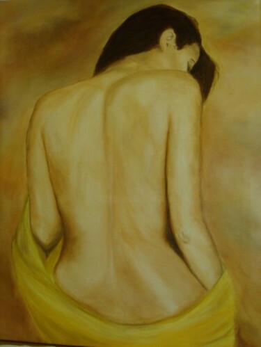 Painting titled "Taryn, pareo jaune" by Elisa Cook, Original Artwork, Oil
