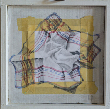 Tekening getiteld "Fazzoletto n°2-seri…" door Elisa Marmo, Origineel Kunstwerk, Aquarel Gemonteerd op Houten paneel