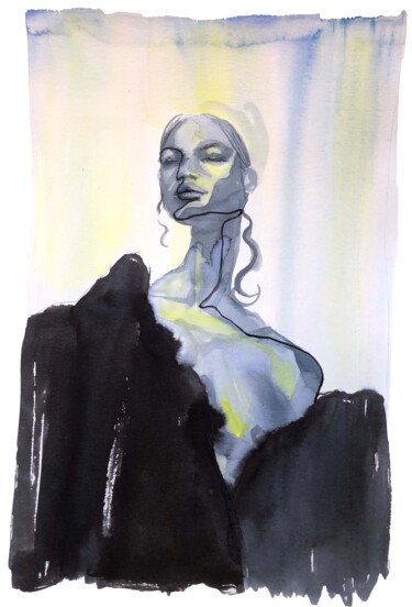 Malerei mit dem Titel "Marine" von Elisa Walter, Original-Kunstwerk, Aquarell