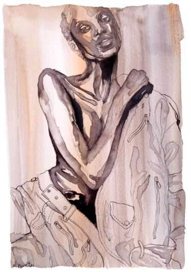 Картина под названием "Prune" - Elisa Walter, Подлинное произведение искусства, Чернила