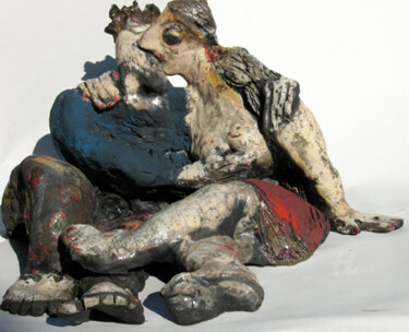 Escultura titulada "le baiser des amour…" por Elisabeth Brainos, Obra de arte original, Terracota