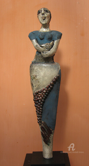 Skulptur mit dem Titel "femme en blues" von Elisabeth Brainos, Original-Kunstwerk