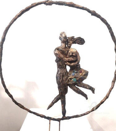 Sculpture intitulée "danse dans cercle" par Elisabeth Brainos, Œuvre d'art originale, Bronze