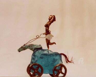 Скульптура под названием "Danseuse à cheval" - Elisabeth Brainos, Подлинное произведение искусства, Бронза