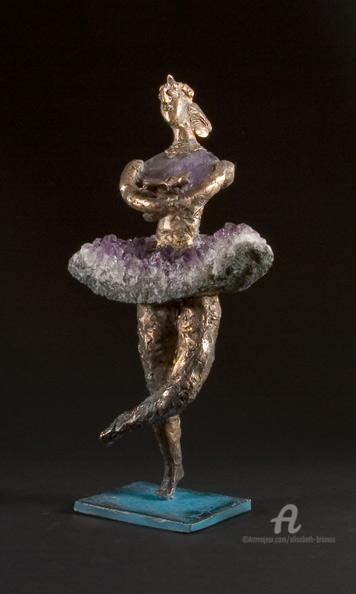 Скульптура под названием "Au nid de ses bras" - Elisabeth Brainos, Подлинное произведение искусства, Бронза