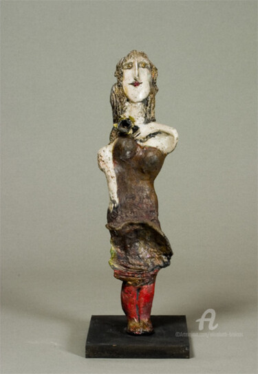 Escultura intitulada "la fleur au decolle…" por Elisabeth Brainos, Obras de arte originais, Terracota