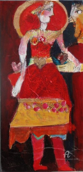 Peinture intitulée "la fiancée cretoise" par Elisabeth Brainos, Œuvre d'art originale, Acrylique