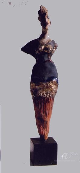 Sculpture titled "raku n° 2" by Elisabeth Brainos, Original Artwork, Terra cotta