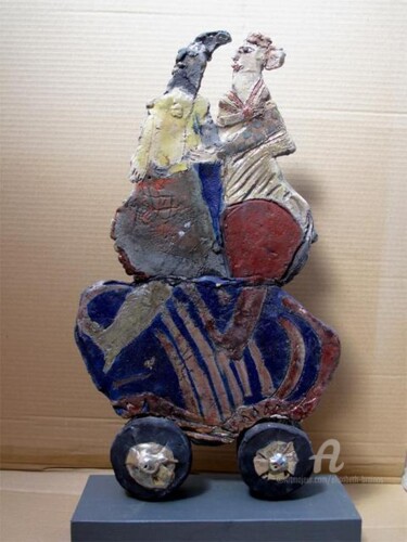 Escultura intitulada "couple-side2" por Elisabeth Brainos, Obras de arte originais, Terracota