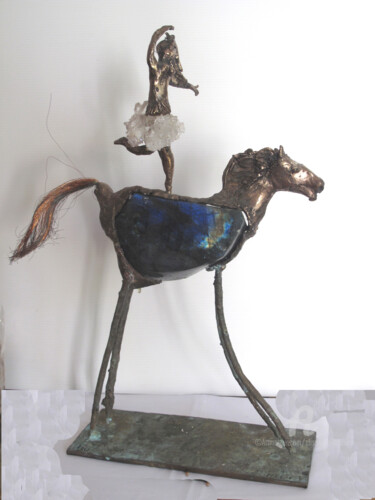 Rzeźba zatytułowany „Ecuyère sur cheval…” autorstwa Elisabeth Brainos, Oryginalna praca, Brąz