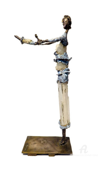 Escultura intitulada "Femme cristal de ro…" por Elisabeth Brainos, Obras de arte originais, Bronze