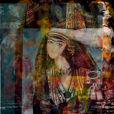 Digital Arts titled "jeune fille au voil…" by Elisabeth Brainos, Original Artwork, Photo Montage