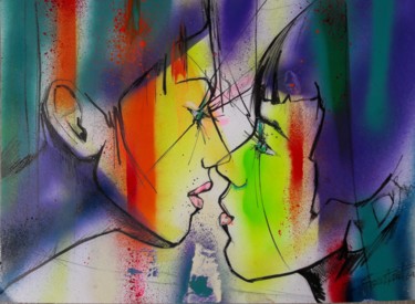 Schilderij getiteld "Pour L'amour" door Elisabeth Constantin, Origineel Kunstwerk, Graffiti