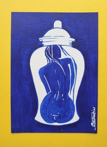 Painting titled "Le rêve bleu est à…" by Elisabeth Constantin, Original Artwork, Acrylic
