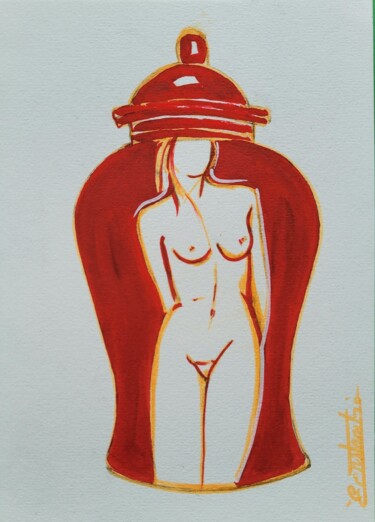 Painting titled "Le rêve rouge est à…" by Elisabeth Constantin, Original Artwork, Acrylic
