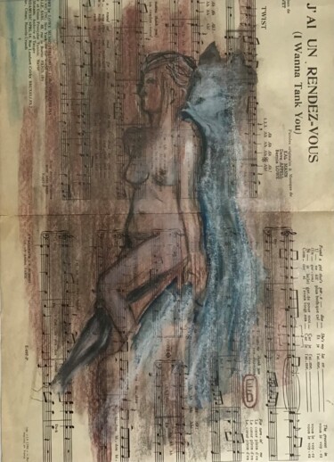 Drawing titled "Solange avec fond b…" by Elisabeth Fabre Derulliere, Original Artwork, Charcoal