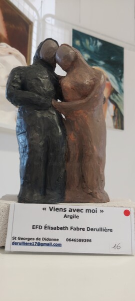Escultura intitulada "Viens avec moi" por Elisabeth Fabre Derulliere, Obras de arte originais, Argila