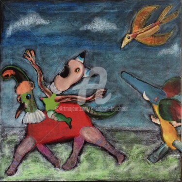 Painting titled "« Hot bird »" by Elisabeth Faucheur, Original Artwork, Acrylic