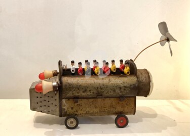 Sculpture intitulée "« L’autocar »" par Elisabeth Faucheur, Œuvre d'art originale, Métaux