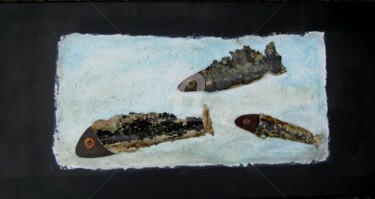 Sculpture titled ""Les trois sardines"" by Elisabeth Faucheur, Original Artwork