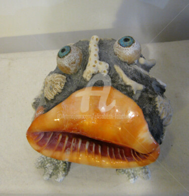 Escultura titulada ""Crapaud corail à g…" por Elisabeth Faucheur, Obra de arte original, Otro