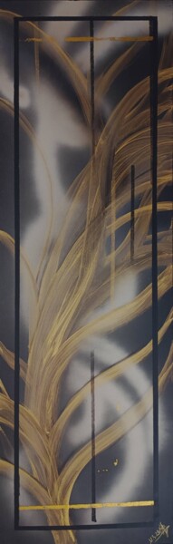 Pintura intitulada "Evaporation dorée" por Elisabeth Gataux, Obras de arte originais, Tinta spray