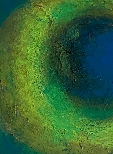Painting titled "Mond im Fisch" by Elisabeth Pein, Original Artwork, Acrylic Mounted on Wood Stretcher frame