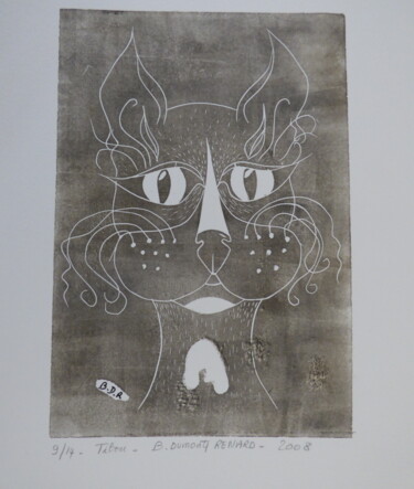 Printmaking titled "TIBOU" by Elisabeth Renard (B.Dumont Renard), Original Artwork, Linocuts