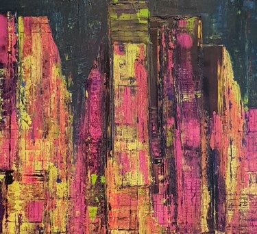 Картина под названием "City color" - Elisabeth Vaz, Подлинное произведение искусства, Масло Установлен на Деревянная рама дл…