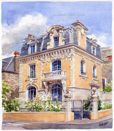 Peinture intitulée "villa-perseverance.…" par Elisabeth Bazin, Œuvre d'art originale, Aquarelle