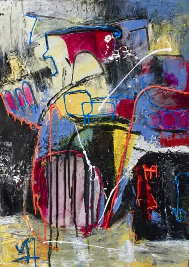 Картина под названием "viaduc" - Elisabeth Pierret, Подлинное произведение искусства, Акрил Установлен на Деревянная рама дл…