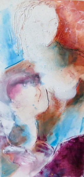 Peinture intitulée "maternité" par Elisabeth Pierret, Œuvre d'art originale, Huile Monté sur Châssis en bois