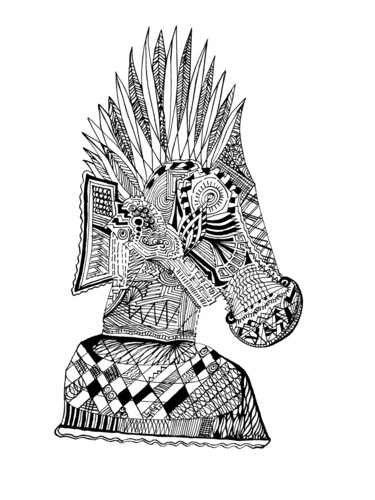 Tekening getiteld "Horse Chess" door Elise H, Origineel Kunstwerk, Marker