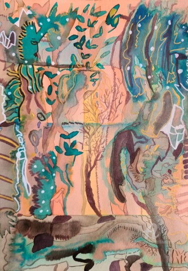 Ζωγραφική με τίτλο "Devenir arbres" από Elise Vincent, Αυθεντικά έργα τέχνης, Μελάνι