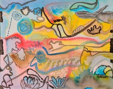 Peinture intitulée "Corail" par Elise Vincent, Œuvre d'art originale, Encre