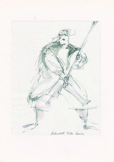 Рисунок под названием "Vercingétorix IX" - Elisabeth Tiffon (Eli TIFFON CUENCA), Подлинное произведение искусства, Чернила