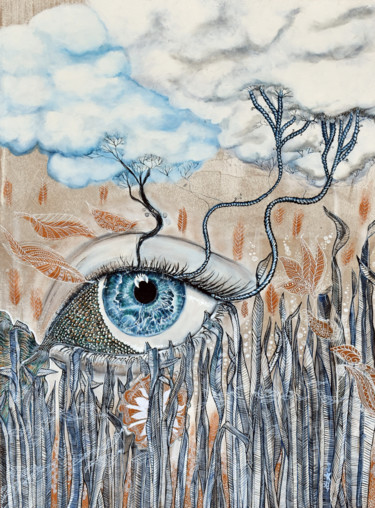 Schilderij getiteld "L'oeil du cyclone" door Elisabeth Tiffon (Eli TIFFON CUENCA), Origineel Kunstwerk, Acryl