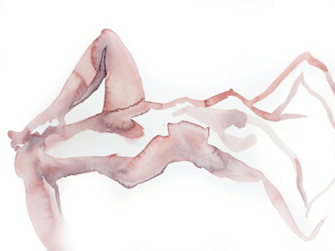 Peinture intitulée "Gesture Study No. 5" par Elizabeth Becker, Œuvre d'art originale, Aquarelle