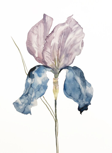 Painting titled "Iris No. 165" by Elizabeth Becker, Original Artwork, Watercolor Mounted on Other rigid panel