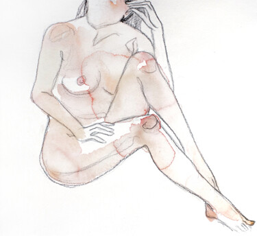 Schilderij getiteld "Nude No. 81" door Elizabeth Becker, Origineel Kunstwerk, Aquarel