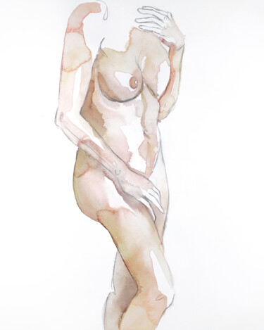 Painting titled "Nude No. 83" by Elizabeth Becker, Original Artwork, Watercolor