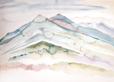 Painting titled "Mountainscape No. 3" by Elizabeth Becker, Original Artwork, Watercolor
