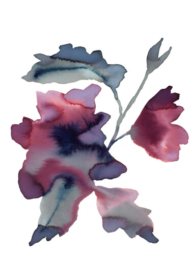 Картина под названием "Floral No. 27" - Elizabeth Becker, Подлинное произведение искусства, Акварель