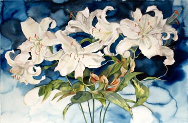 「Lily Bouquet」というタイトルの絵画 Elizabeth Beckerによって, オリジナルのアートワーク, 水彩画