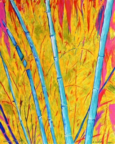 Malarstwo zatytułowany „Bamboo Parallel” autorstwa Elizabeth Sadler, Oryginalna praca, Olej Zamontowany na Inny sztywny panel
