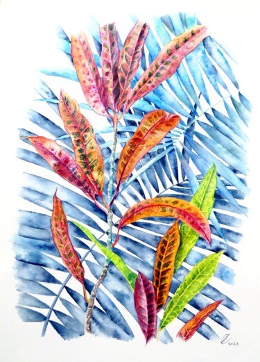Malerei mit dem Titel "Tropical Colours" von Elizabeth Sadler, Original-Kunstwerk, Aquarell
