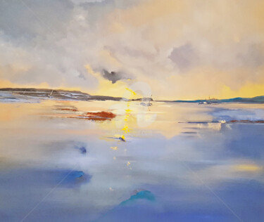 Pintura titulada "Low Tide at Sunset" por Elizabeth Williams, Obra de arte original, Oleo Montado en Bastidor de camilla de…