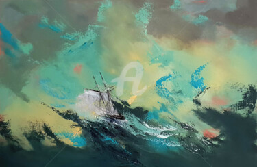 Painting titled "YOU HEARD YOUR MAST…" by Elizabeth Williams, Original Artwork, Oil Mounted on Wood Stretcher frame